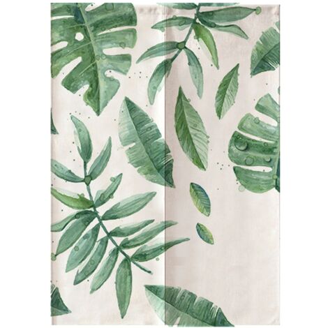 Japanischer Kindervorhang 85x120 cm mit grünem Blättermuster für Türen oder Raumteiler
