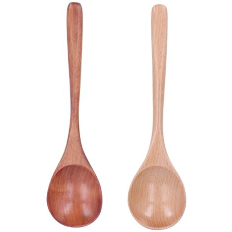 Japanischer Suppenlöffel aus Holz, großer Reislöffel, für Küche und Restaurant, 2er-Set