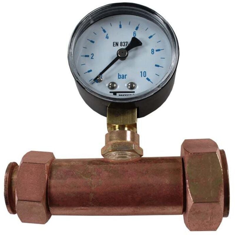 Jaquette prise de pression réseau eau Femelle écrou libre 3/4'' (20/27) - Femelle 1' (26/34) + Manomètre Radial 0/10 bars Glycérine Arcanaute