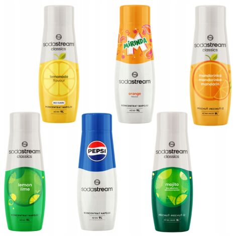 JARABE SODASTREAM PEPSI + MIRINDA + MOJITO + LIMONADA + MANDARINA + LIMA