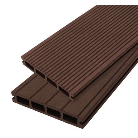Jardí - Lame de Terrasse en Composite de 8m², Panneaux de terrasse WPC d’Extérieur couleur « Conker Brown » (Marron), Planche Composite de 290cm x 15cm x 2,5cm - Conker Brown