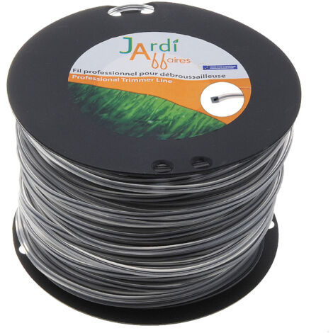 Jardiaffaires – Bobine de fil carré 3mm pour débroussailleuse – Longueur 109 mètres – Résistance accrue à l'usure – Traitement double extrusion