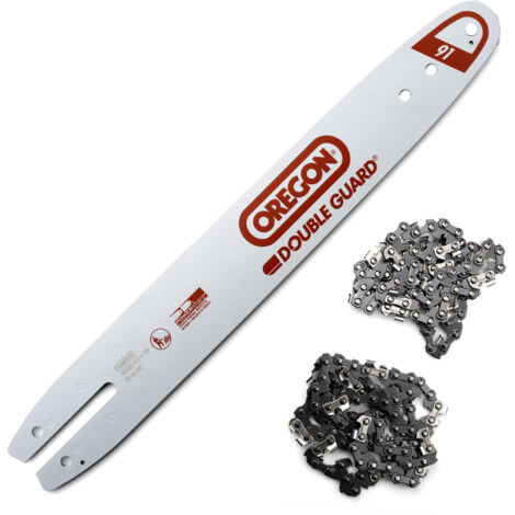 Jardiaffaires – Guide Oregon 35cm 140SDEA074 – Lot de 2 chaines 91P050E – Pas 3/8LP, Jauge 1,3mm, 50 maillons – Pour bois dur et teck