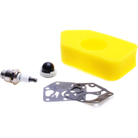 Jardiaffaires – Kit bougie, filtre à air, membrane et pompe amorçage pour moteurs Briggs & Stratton – Compatible 3.5 à 4cv – Remplace NGK BR2LM et Champion RJ19LM