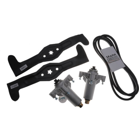 Jardiaffaires – Kit réparation tondeuse autoportée 92cm – 2 lames soufflantes mulching – 1 courroie AA105 – 2 paliers de fixation