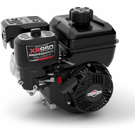 Jardiaffaires – Moteur thermique Briggs Stratton 5,5cv – 4 temps 205cc – Vilebrequin horizontal 19,05mm – Interrupteur d'arrêt et sécurité manque d'huile