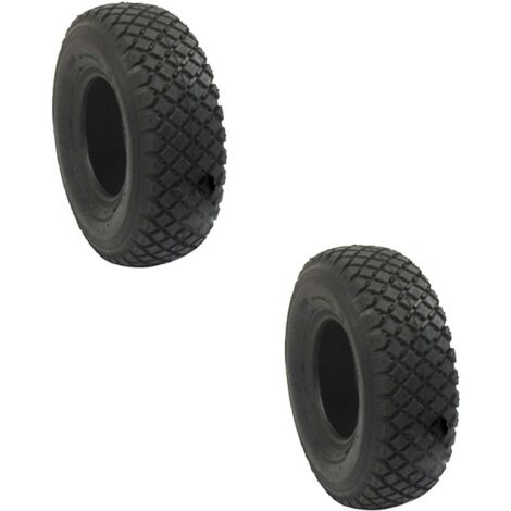 Jardiaffaires – Paire de pneus 4 plis 410/350-4 – Pour tondeuse autoportée – Durabilité et performance optimales – Montage avec chambre à air