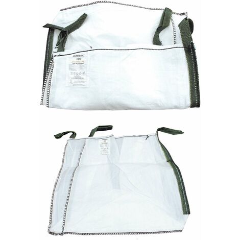 Jardibric - Big Bag charges 1000 litres sac à gravats Bigbag en polypropylène (PP) 180g/m2 robuste, indéchirable et polyvalent - certifié 1500 Kg - 4 sangles de levage - Dim : 95 x 95 x 110 cm - Blanc