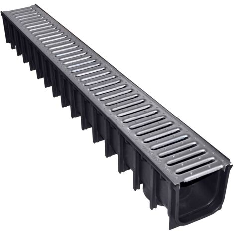 Jardibric – Caniveau de voirie en polypropylène avec grille acier galvanisé – Dimensions intérieures 100 x 110 mm – Dimensions extérieures 118 x H 118 mm – Classe A15