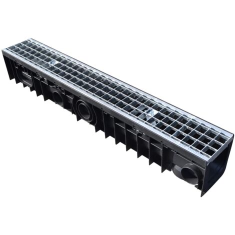 Jardibric – Caniveaux en polypropylène pour drainage extérieur – Grille acier galvanisée – Dimensions intérieures 100x110mm – Classe B125