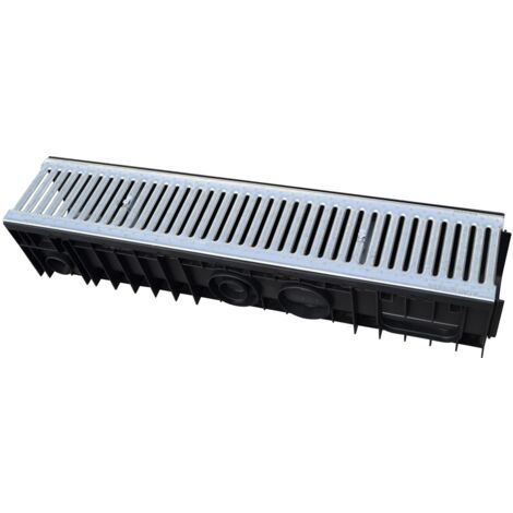 Jardibric – Caniveau d'évacuation en polypropylène avec grille acier galvanisé – Dimensions intérieures 150x150mm – Dimensions extérieures 200x200mm – Classe A15