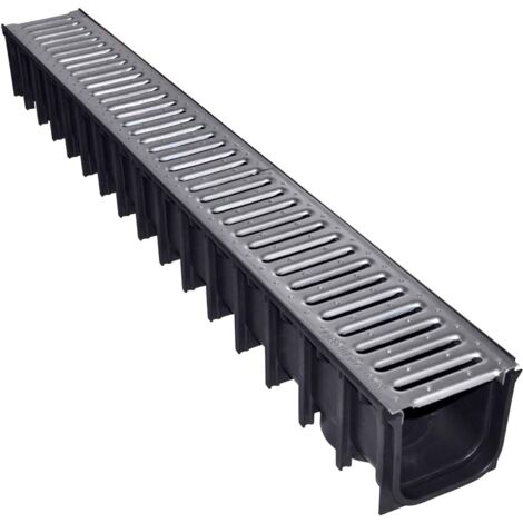 Jardibric - Caniveaux en polypropylène avec grille en acier galvanisé - (Dimensions intérieures : l 100 x 110 mm) - (Dimensions extérieures : l 118 x h 118 mm) - A15 - Assure un drainage optimal