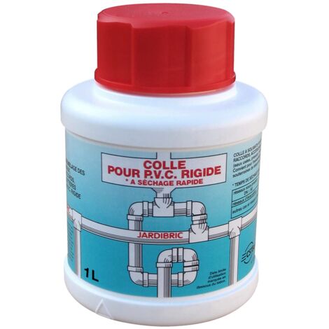 Jardibric – Colle PVC à solvants 1 litre – Assemblage tuyauteries et raccords – Séchage rapide – Résistance chimique pour plomberie