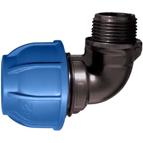 Jardibric – Coude fileté pour arrosage enterré – Raccord de compression PN10 – Diamètre 32mm – Filetage mâle 26x34 – Connexion étanche et durable