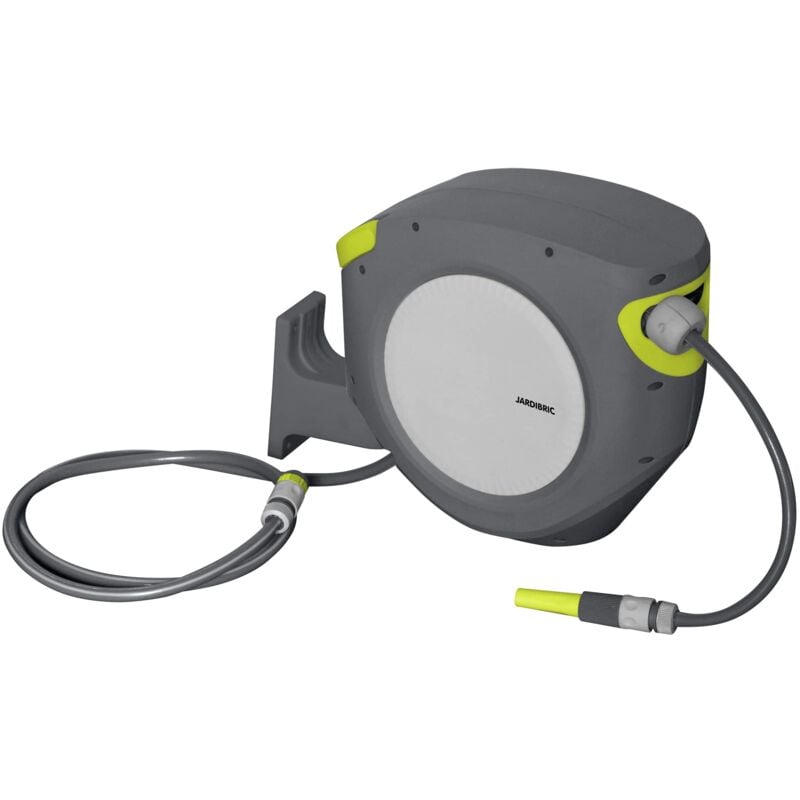 Dévidoir Mural Automatique Jardibric Nicoreel20 – Tuyau 20m + 2m Rallonge – Rétractable – Rotation 180°