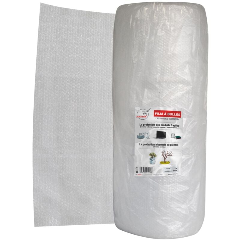 Film à Bulles Jardibric 1 x 50m – Emballage Résistant Antichoc – Rouleau Carton Bulle Ø10mm Protection