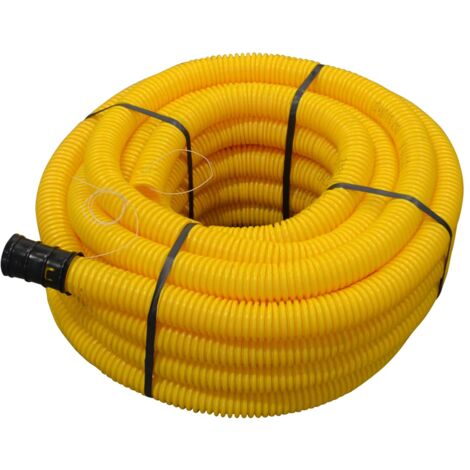 Jardibric – Gaine annelée pour gaz Ø50 mm x 25m – Polyéthylène jaune résistant aux chocs – Protection conduites dans terrains difficiles
