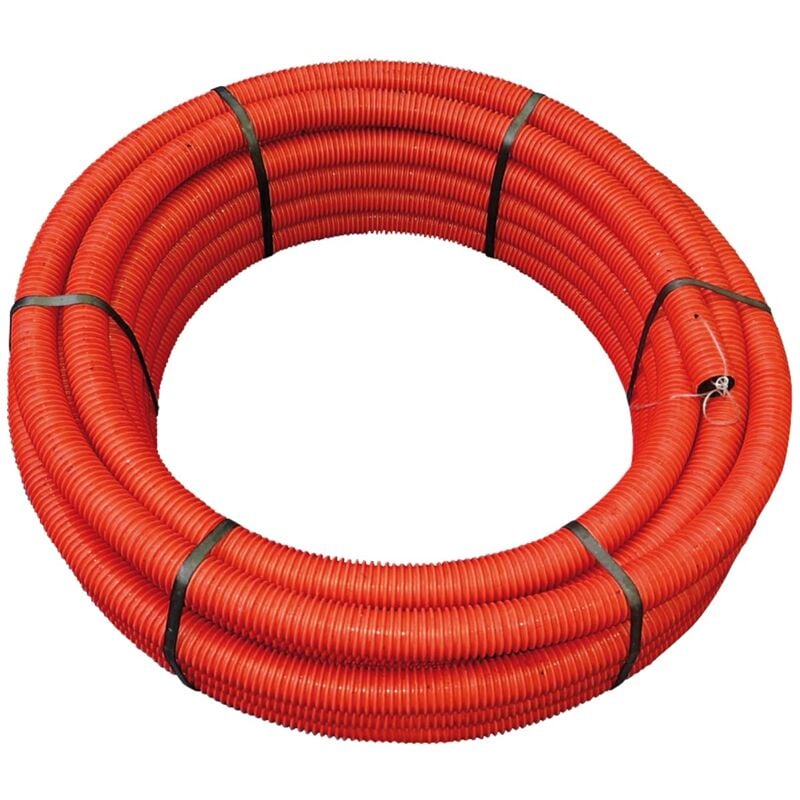 Gaine Annelée Jardibric Rouge Ø50 mm x 25m – Conduit de Protection pour Câblage Électrique Réseau Souterrain