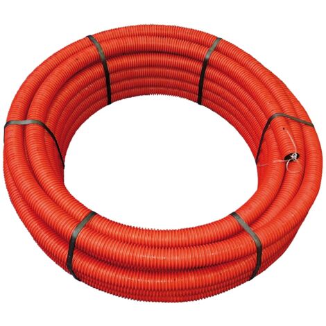 Jardibric – Gaine électrique annelée en polyéthylène rouge Ø 50 mm – Longueur 25 mètres – Protection câbles souterrains – Résistante aux chocs et intempéries