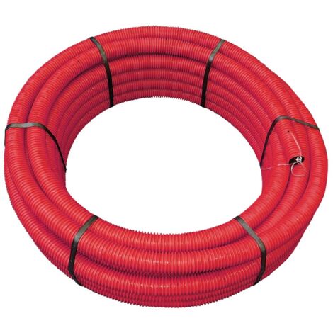 Jardibric – Gaine électrique annelée Ø 75 mm – Polyéthylène rouge – Longueur 25 mètres pour câbles enterrés – Résistante aux intempéries