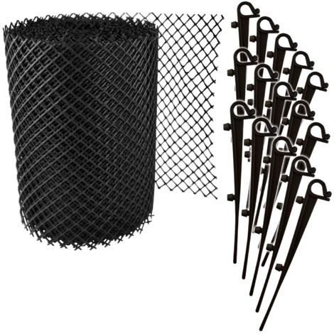 Jardibric – Grillage de protection pour gouttière 6m x 0,16m en polypropylène noir – Fixations incluses – Réduit l'accumulation de débris – 8781113P