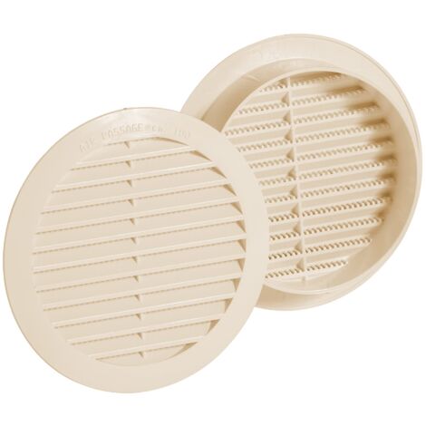 Jardibric – Grille à encastrer ronde Ø 100 mm – Ventilation efficace – Couleur sable – Installation facile intérieure et extérieure – Matériau PVC durable