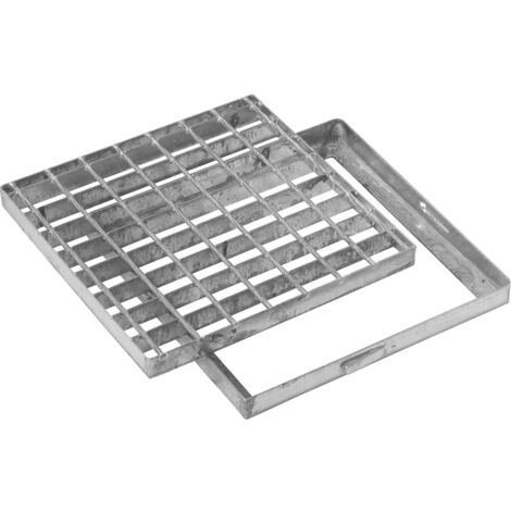 Jardibric – Grille caillebotis 40 x 40 cm – Cadre en acier galvanisé – Pour collecteur d'évacuation des eaux pluviales – S'adapte sur regard ou caniveau béton 20 x 20 cm