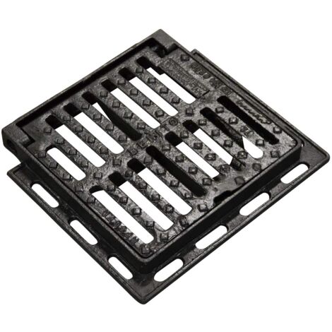 Jardibric – Grille de drainage plate carrée en fonte C250 300x300mm – Antidérapante – Charge 25 tonnes – Installation facile pour trottoirs et parkings - stic1