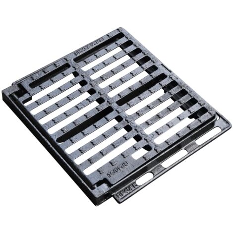 Jardibric – Grille de regard plate, carrée 300 x 300 mm en fonte Classé C250