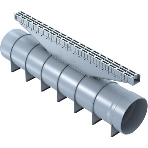 Jardibric - Kit de 6 caniveaux discrets classe C250 (3 m linéaires) + 2 bouchons réducteurs Ø 110 x 100 mm - Conforme à la norme NF EN 1433 pour une gestion efficace de l'eau