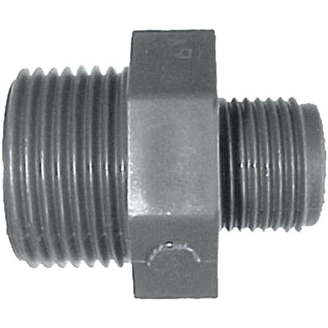 Jardibric – Mamelon PVC M – Raccord pour arrosage enterré à visser – Filetage mâle M 26x34 et M 15x21 – Pression PN10