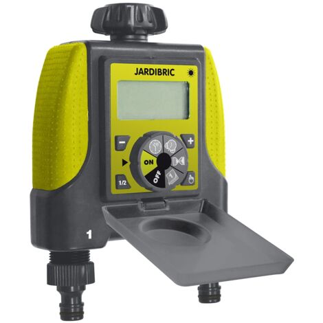 Jardibric – Programmateur arrosage digital 2 voies – Réglable 0,5 à 8 bars – Fréquence 10s à 7j – Écran LCD intuitif – Résistant aux dépôts calcaires