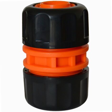 Jardibric – Raccord rapide gros débit 25mm – Pour tuyau arrosage – Plastique orange et noir – Résistant aux chocs – Installation facile
