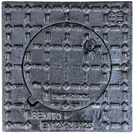 Jardibric – Regard de branchement carré B125 en fonte ductile 250 x 250 mm – Ouverture 150 mm – Pour trottoirs et espaces piétonniers