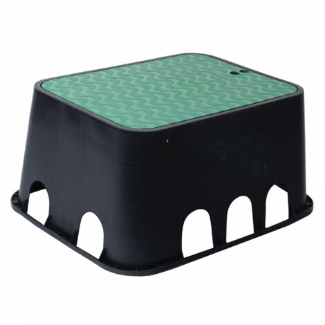 Jardibric – Regard de branchement rectangulaire 650 x 530 x 300mm – Pour 1 à 6 électrovannes – Couvercle verrouillable en polypropylène noir
