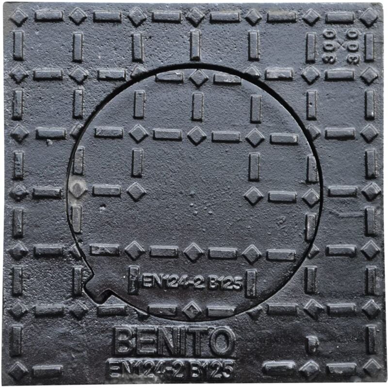 Jardibric - Regard de Trottoir Fonte Ductile 300x300 B125 – ø Ouverture 175mm – Groupe 2 – Norme EN124