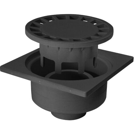 Jardibric – Siphon de sol 200 x 200 mm – Polypropylène noir – Résistant au choc, gel et abrasion – Drainage efficace pour espaces extérieurs