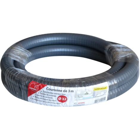 Jardibric – Tube d'évacuation PVC flexible Ø 32 mm – Longueur 3 mètres – Résistant à la corrosion et aux produits chimiques – Pour systèmes de drainage