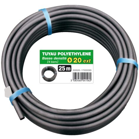 Jardibric – Tuyau arroseur enterré Ø20mm 25m – Résistant jusqu'à 6 bars – Polyéthylène basse densité pour irrigation efficace