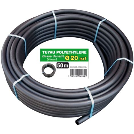 Jardibric – Tuyau arroseur enterré Ø20mm 50m – Couronne PE BD 6 bars – Irrigation efficace pour jardins et pelouses