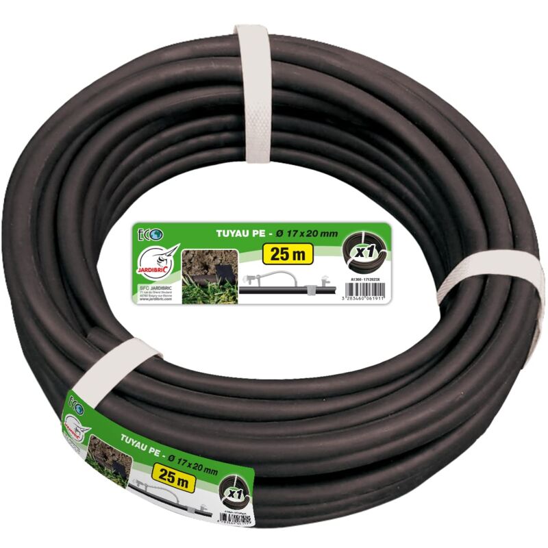 Tuyau Goutte à Goutte Jardibric Non incorporé Couronne pe bd noir Ø17 x 20 mm 25 m