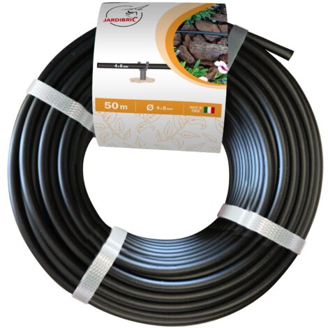 Jardibric – Tuyau micro conduit 50m – Ø 4 x 6 mm – Pression 1,6 Bars – Débit 60L/h à 1,2 Bars – Irrigation goutte-à-goutte