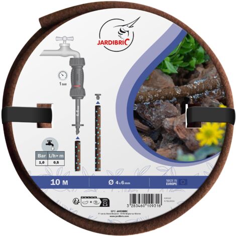 Jardibric – Tuyau poreux pour irrigation 10m – Diamètre 4x6 mm – Débit 3,9 L/h à 1 bar – Hydratation précise pour plantes