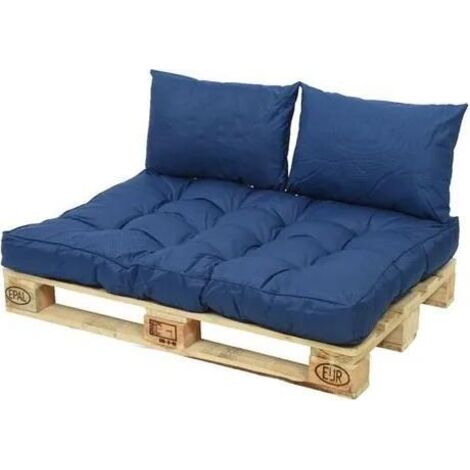 Jardideco Conjunto de cojines de exterior para palets azul