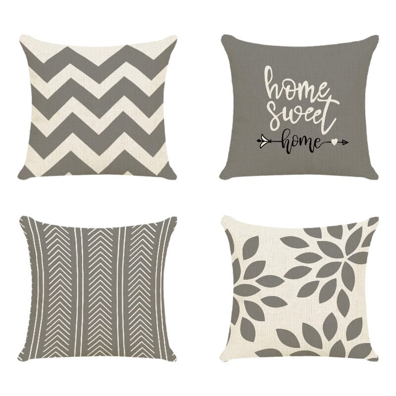 Csparkv - Jardin 45x45CM,Lot de 4 Housse de Coussin Décoratif Canapé Taie d'oreiller Decoration Canapé Housses de Coussin en Lin d'extérieur Housse