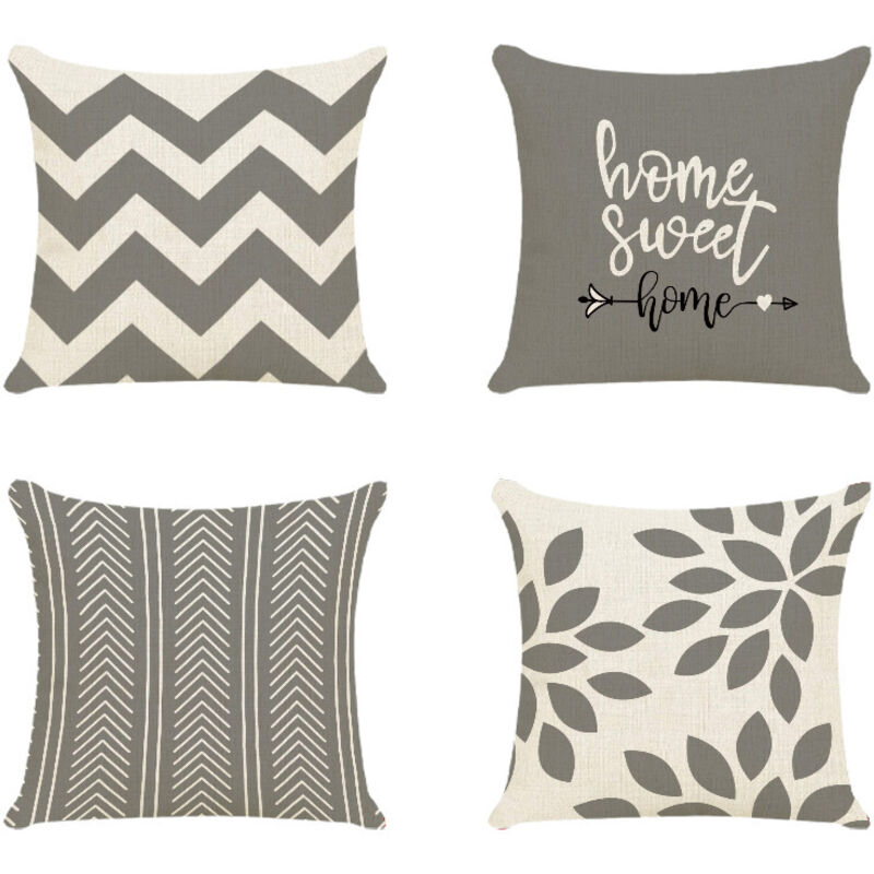 Jardin 45x45CM,Lot de 4 Housse de Coussin Décoratif Canapé Taie d'oreiller Decoration Canapé Housses de Coussin en Lin d'extérieur Housse de Coussin