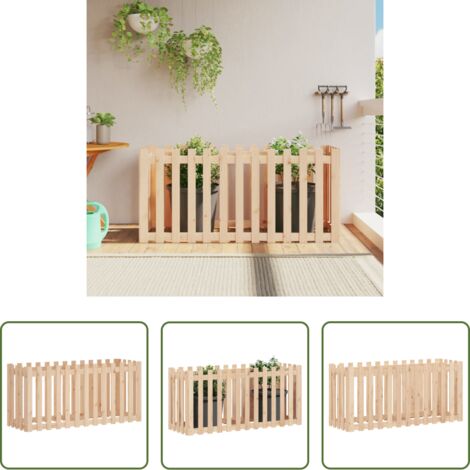Jardín - Arriate elevado jardín con valla madera maciza pino 150x50x70cm