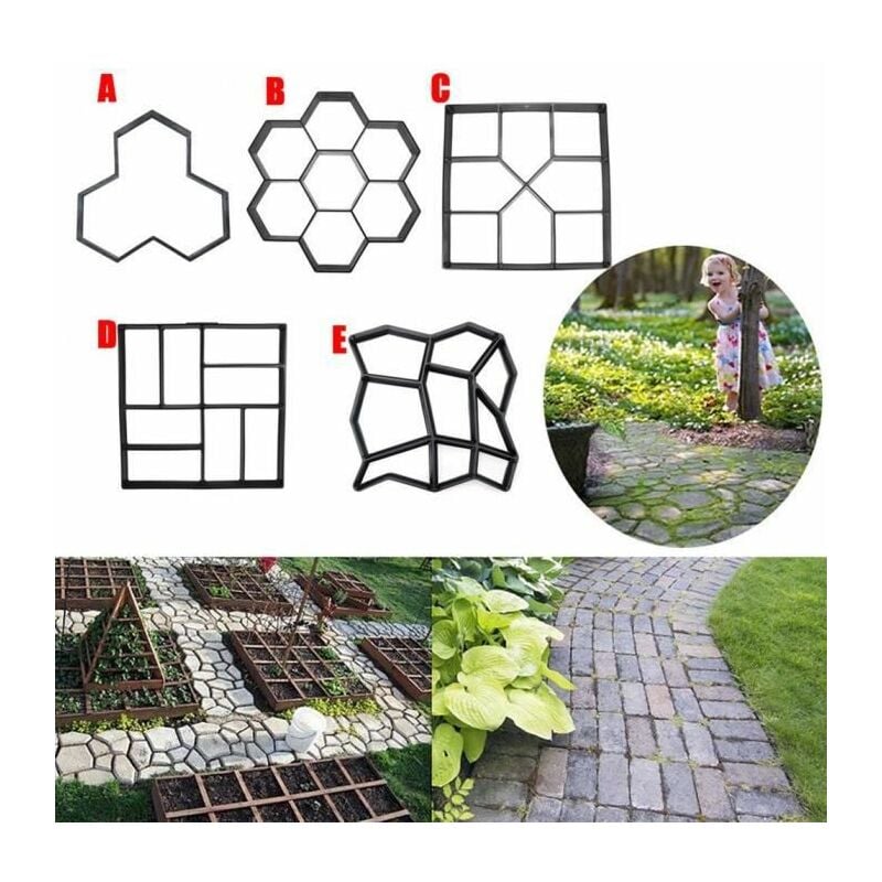 Jardin Bricolage En Plastique chemin Maker Pavement Modele Beton Stepping Stone ciment Moule Brique - style b