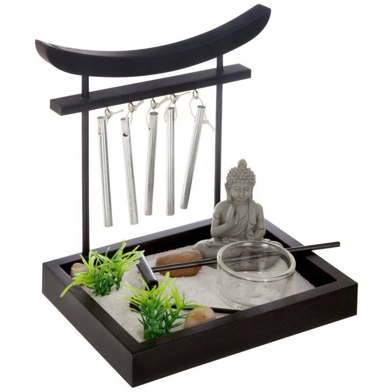 

Atmosphera - Jardín campanas zen 15X12 Tal y como se ve en la imagen; el set incluye: PIEDRAS, 1 PORTA VELAS, CAMPANAS, ARENA