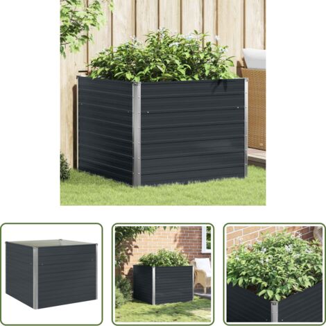 Jardin contemporain -  Jardinière surélevée Anthracite 100x100x77 cm Acier galvanisé